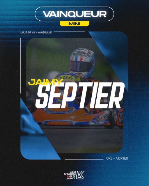 🏆 Vainqueur IDF – MINI60

Félicitations à Jaimy Septier vainqueur de la première manche du Championnat de Ligue Île-de-France Karting 2026 à Angerville.

#kartingidf
