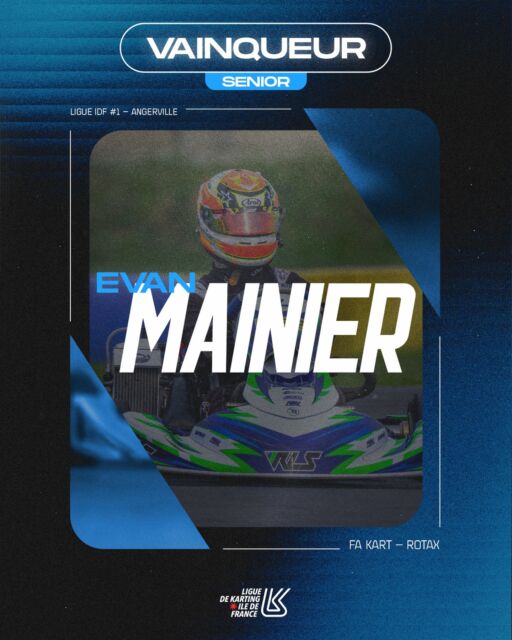 🏆 Vainqueur IDF – SENIOR

Félicitations à Evan Mainier @evanmainier , vainqueur de la première manche du Championnat de Ligue Île-de-France Karting 2026 à Angerville.

#kartingidf