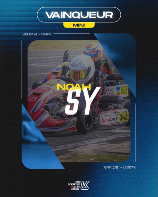 🏆 Vainqueur IDF - Mini
Félicitations à Noah Sy vainqueur de la deuxième manche du Championnat de Ligue Île-de-France Karting 2026 à Salbris.
#kartingidf