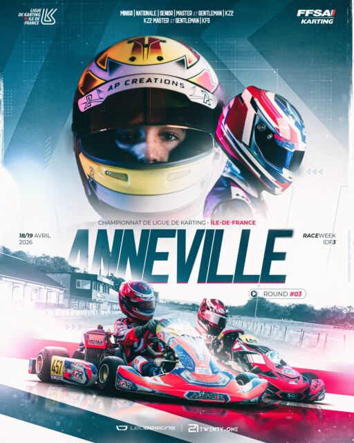 🏎️ Direction Anneville-Ambourville !

Le Championnat IDF Karting fait étape pour sa troisième journée ce week-end.

📍 Anneville [76]
📅 18 & 19 avril 2026

Nouveau circuit, nouveaux enjeux. 
Rendez-vous en piste.

👨‍🎨 @leo__designs X @twentyonecreation 

#kartingidf